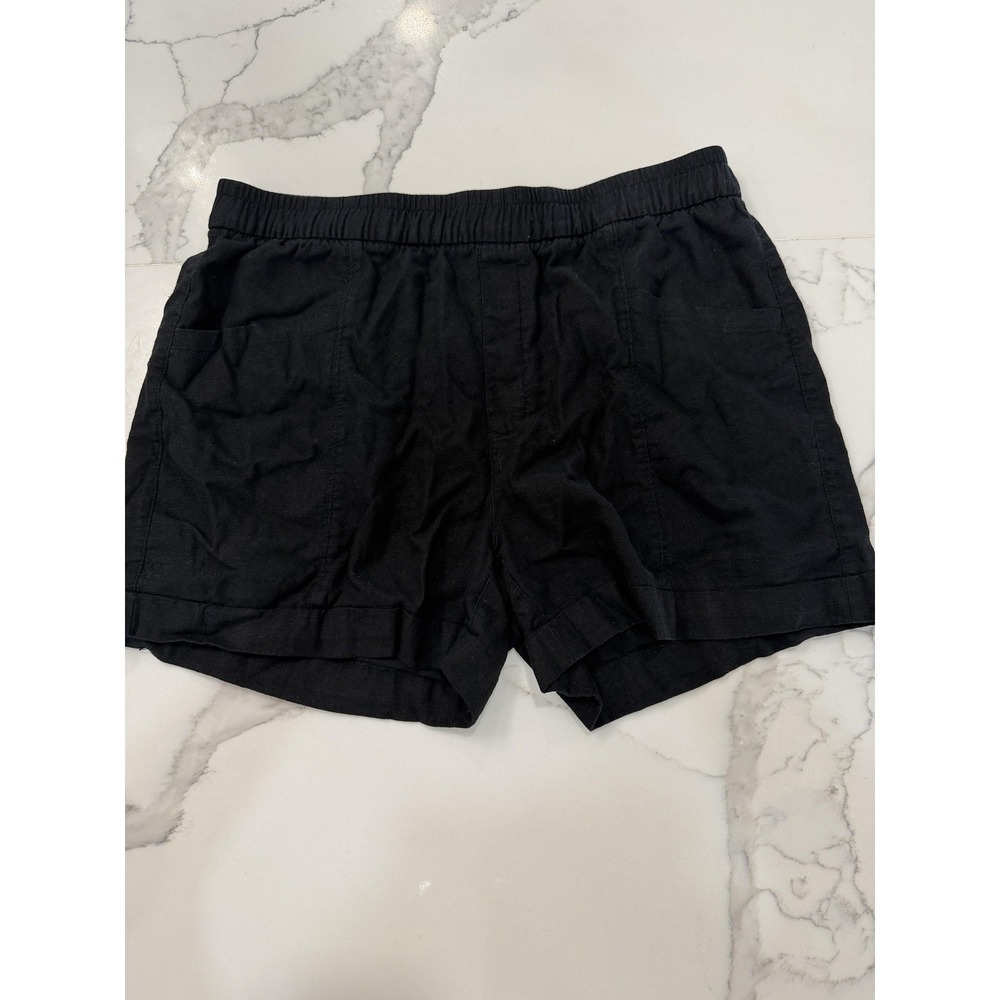 Old Navy Shorts Womens Medium Black Linen Blend High Rise Elastic Waist Pull On